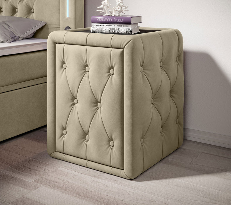 Table de chevet Josy en velours 7 coloris avec tiroir coulissant