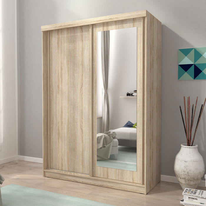 Armoire Aimée (150x200cm) avec portes coulissantes et miroir intégré