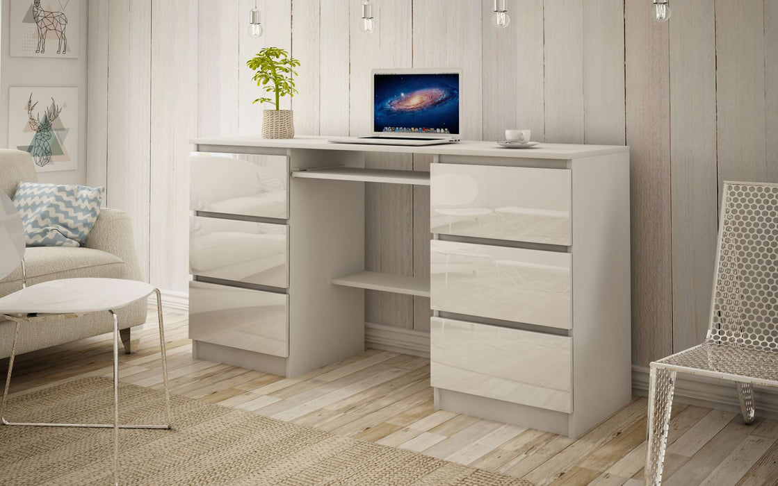 Bureau Lavoro avec 6 tiroirs et tablette coulissante pour clavier