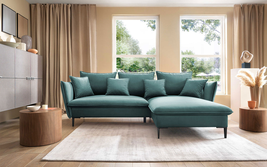 Canapé d'angle convertible Ava en velours avec coffre de rangement et lit intégré - 4 coloris