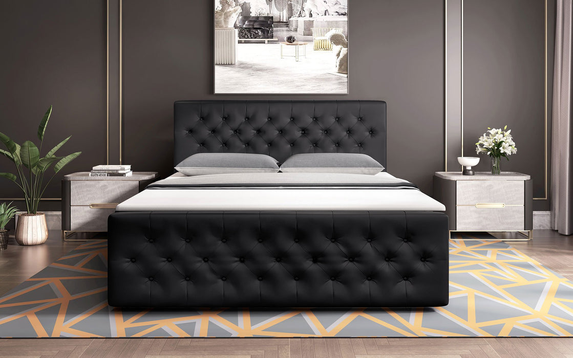Lit boxspring Bellissimo en similicuir avec 4 tiroirs de rangement