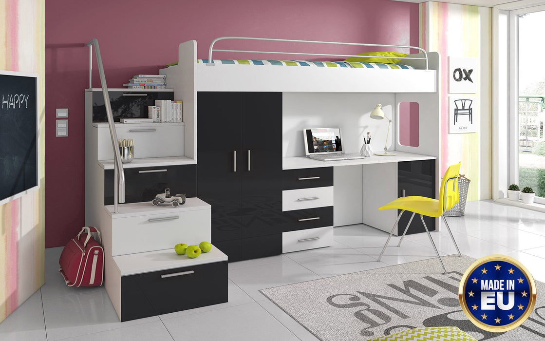 Lit combiné pour enfant Rêve avec bureau, armoire et tiroirs
