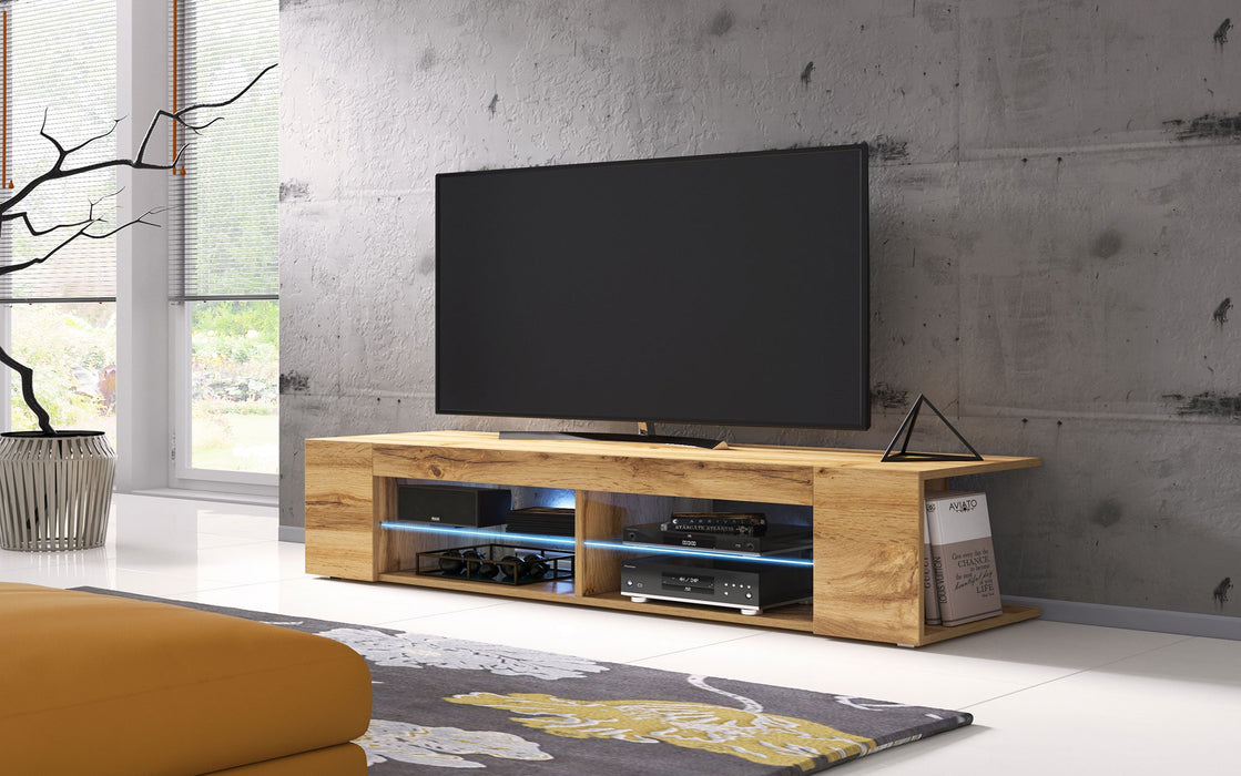 Meuble TV Legno - Finition chêne et éclairages LED