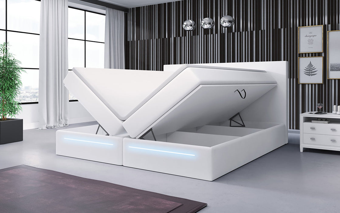 Lit boxspring Séjour avec LED et espaces de rangement