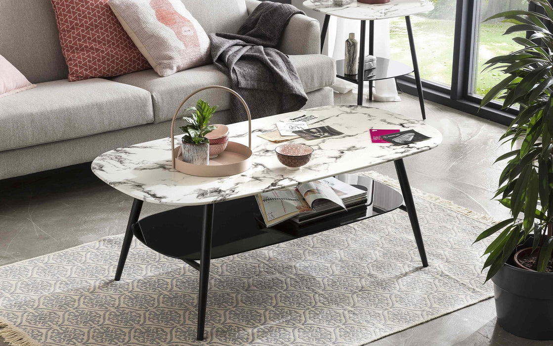 Table basse Remo en verre trempé - style moderne et marbre italien