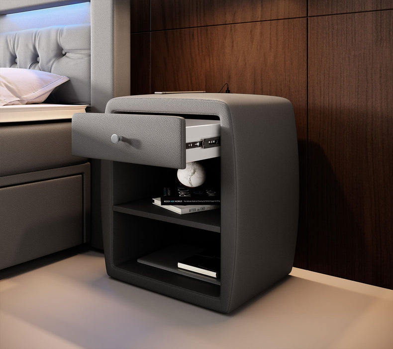 Table de chevet Tavira en cuir avec ports USB intégrés
