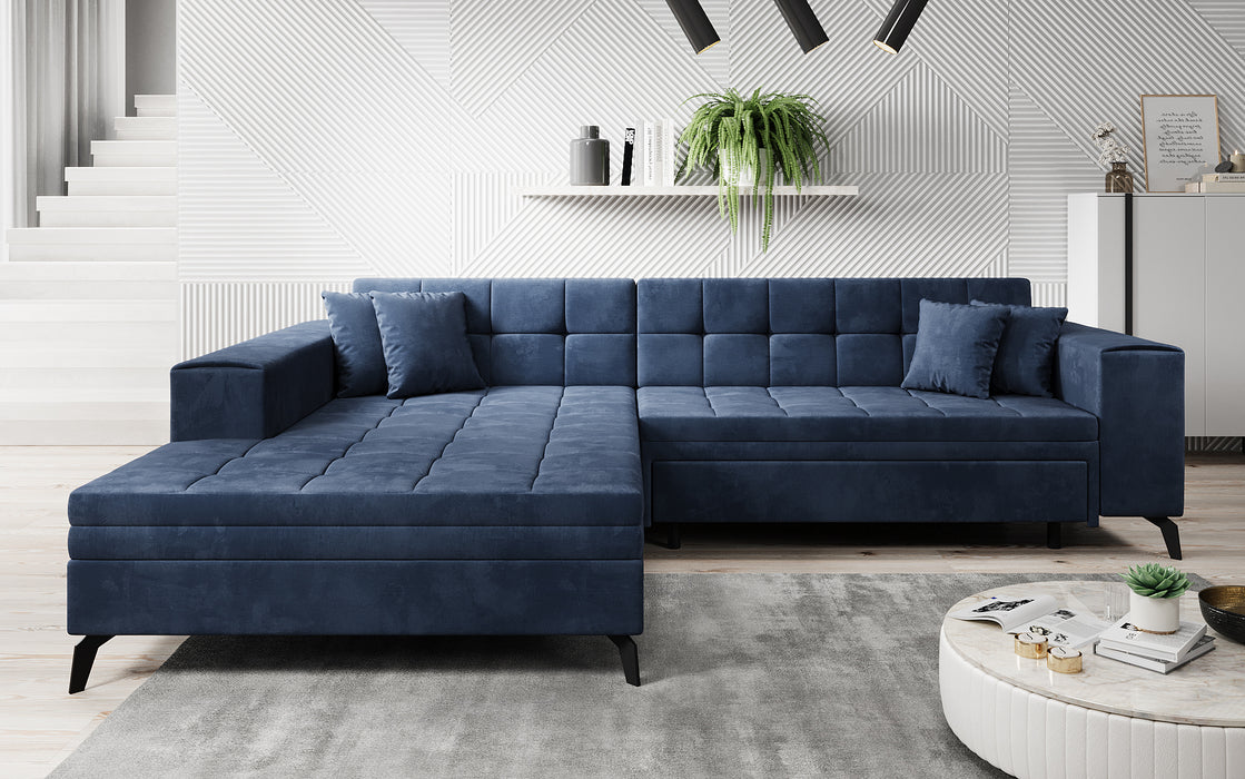 Canapé d'angle convertible Frida (velours ou tissu)