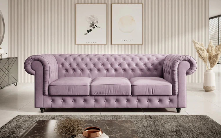 Canapé Chesterfield Sora 3 places (velours)