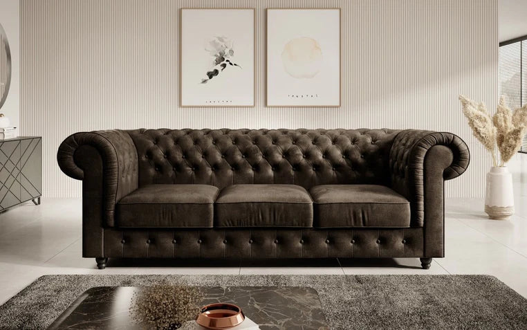 Canapé Chesterfield Sora 3 places (velours)