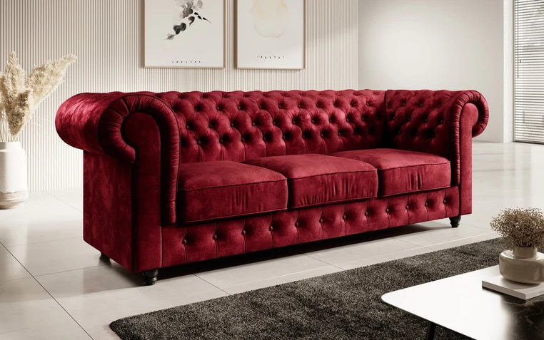 Canapé Chesterfield Sora 3 places (velours)