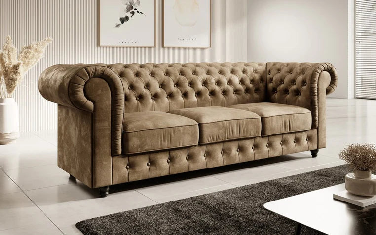 Canapé Chesterfield Sora 3 places (velours)