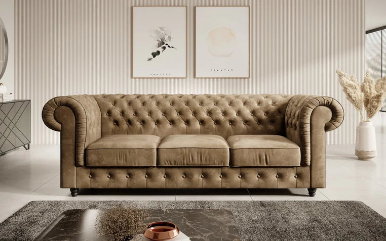 Canapé Chesterfield Sora 3 places (velours)