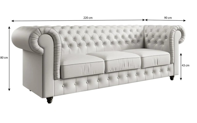 Canapé Chesterfield Sora 3 places (velours)