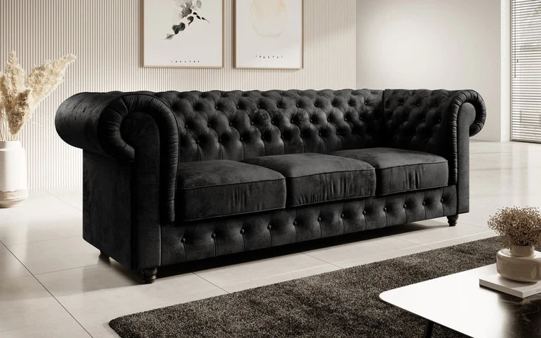 Canapé Chesterfield Sora 3 places (velours)