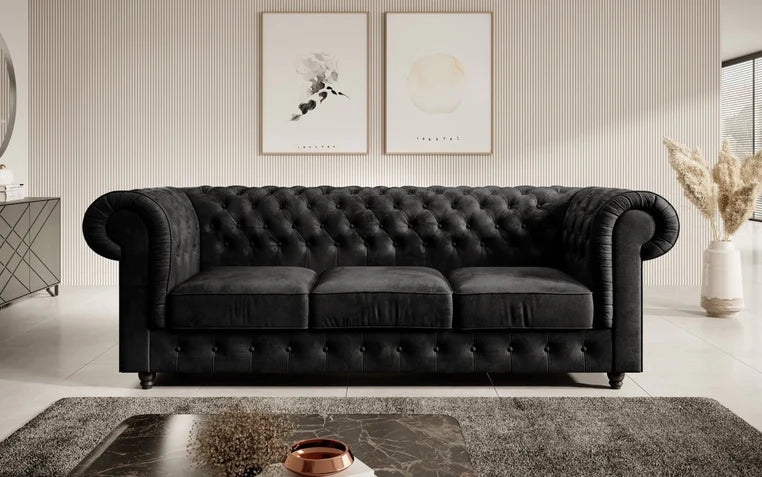 Canapé Chesterfield Sora 3 places (velours)