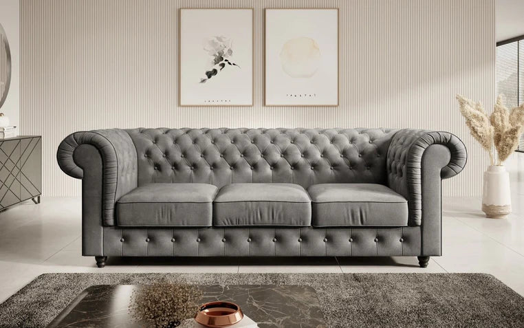 Canapé Chesterfield Sora 3 places (velours)