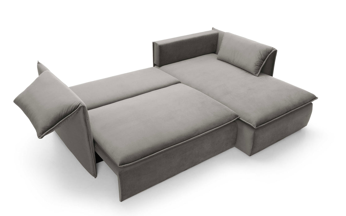 Canapé d'angle convertible Zoé en velours avec coffre de rangement - 4 coloris