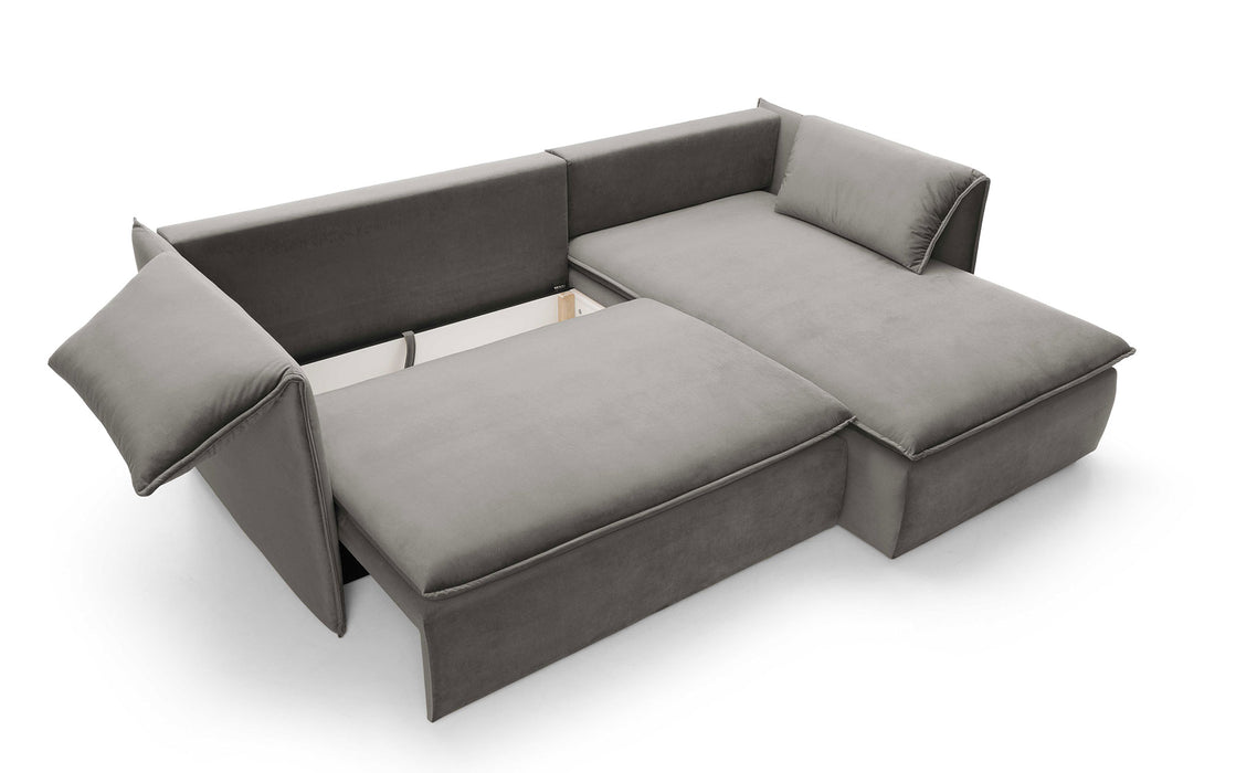 Canapé d'angle convertible Zoé en velours avec coffre de rangement - 4 coloris