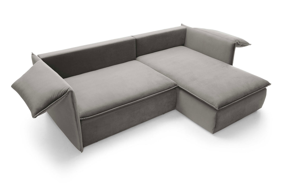 Canapé d'angle convertible Zoé en velours avec coffre de rangement - 4 coloris