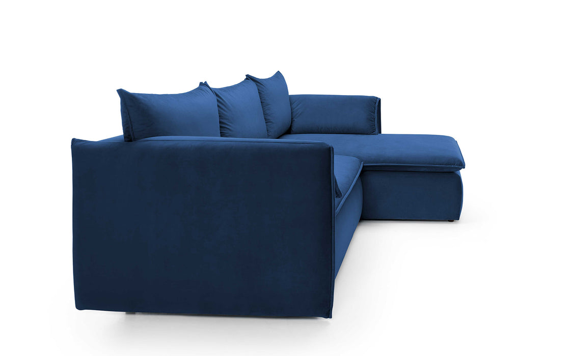 Canapé d'angle convertible Zoé en velours avec coffre de rangement - 4 coloris