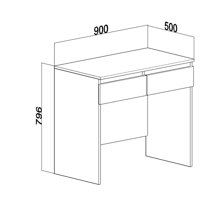 Bureau Duro 2 tiroirs 90x75x50cm