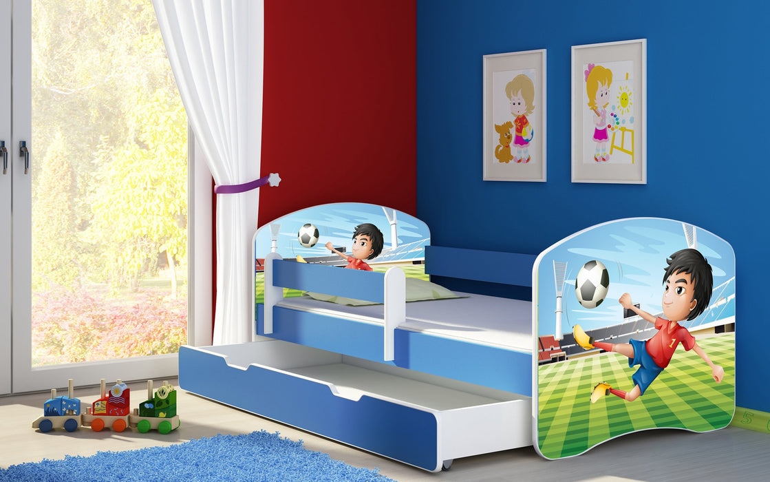 Lit pour enfant Imaginaire avec motifs, panneaux colorés et tiroir de rangement